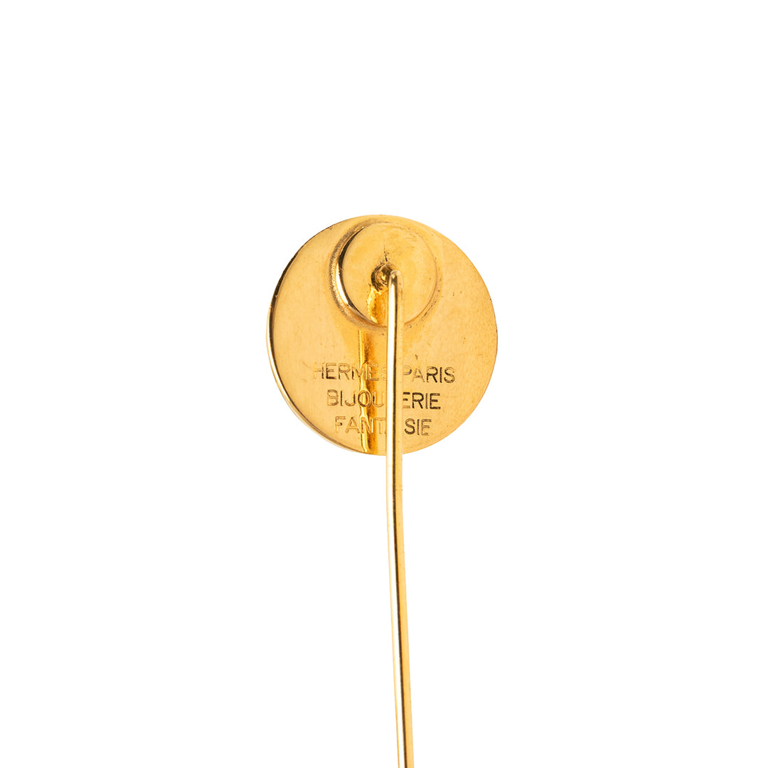 plaqué Clou de Selle Rond Medallion Pin Broche Doré