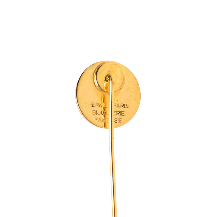 plaqué Clou de Selle Rond Medallion Pin Broche Doré