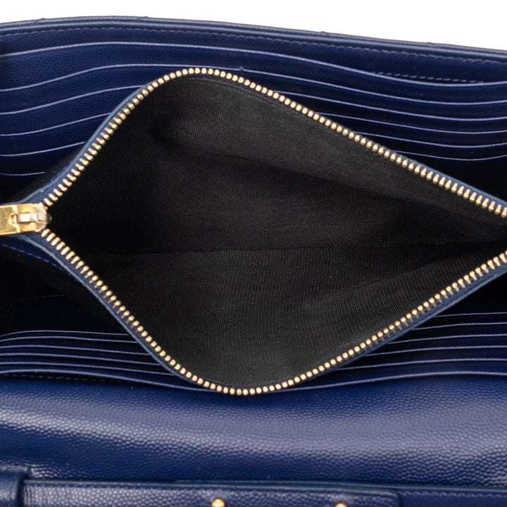 Saint Laurent Grain De Poudre Chevron Monogram Envelope Chain Portefeuille