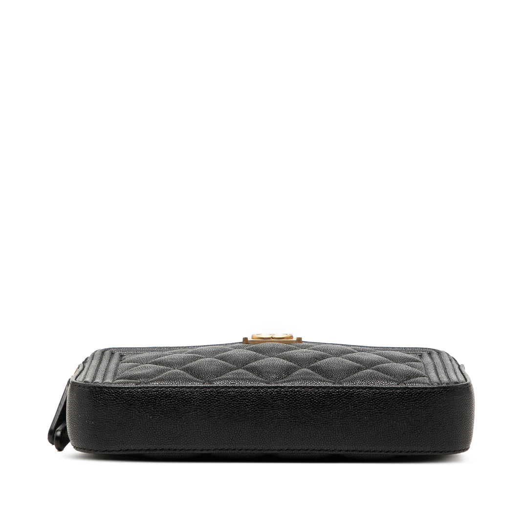 Chanel Matelassé Boy Double Zippé Wallet on Chain Cuir caviar Noir – vue 3 – GABY PARIS