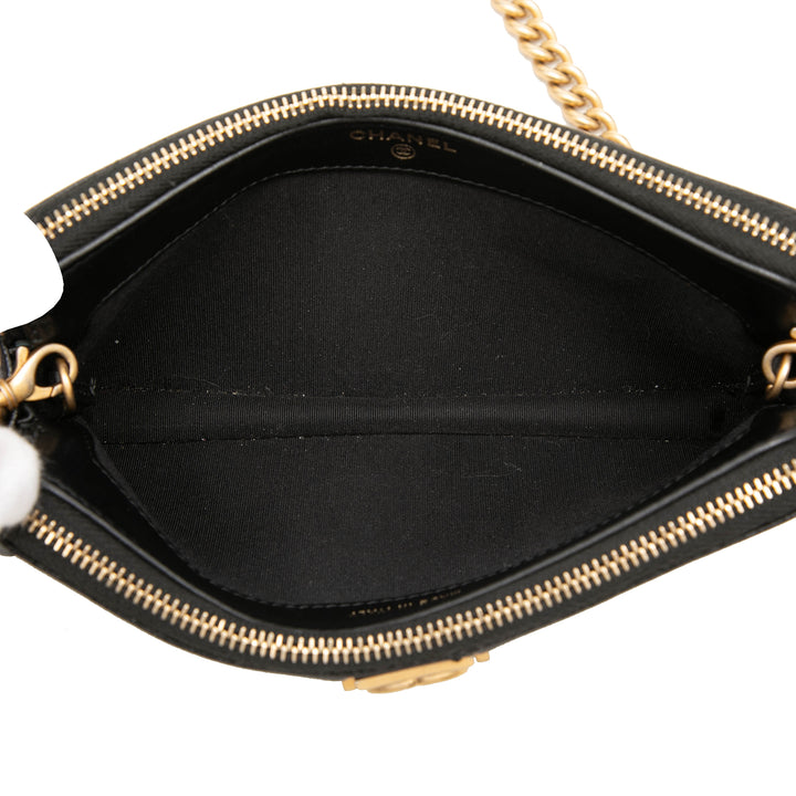 Chanel Matelassé Boy Double Zippé Wallet on Chain Cuir caviar Noir – vue 4 – GABY PARIS