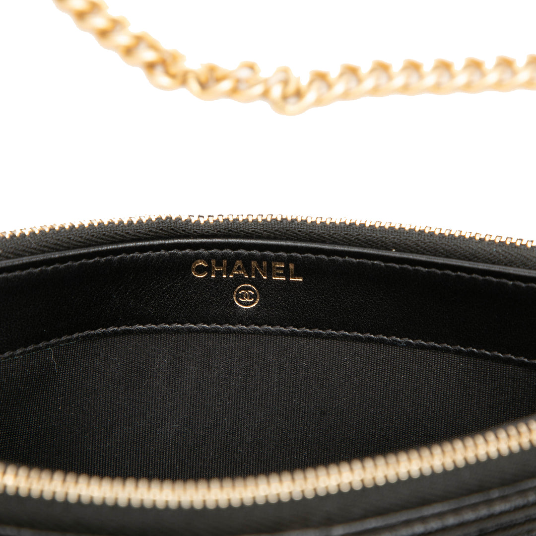 Chanel Matelassé Boy Double Zippé Wallet on Chain Cuir caviar Noir – vue 5 – GABY PARIS