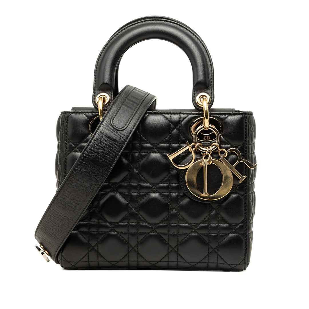 Dior Sac à main Lady Dior Cannage My ABCDior Petit Cuir d'agneau Noir – vue principale – GABY PARIS