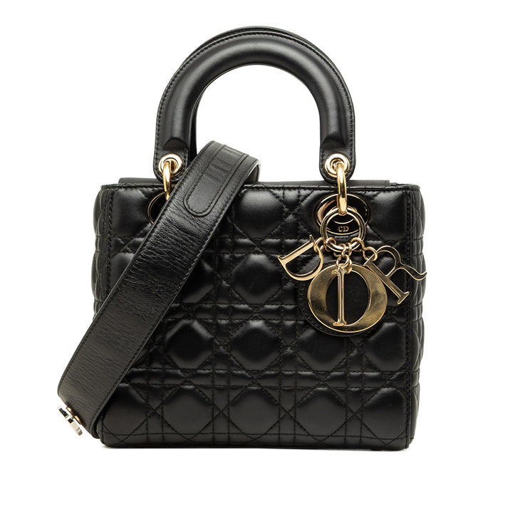 Dior Sac à main Lady Dior Cannage My ABCDior Petit Cuir d'agneau Noir – vue principale – GABY PARIS