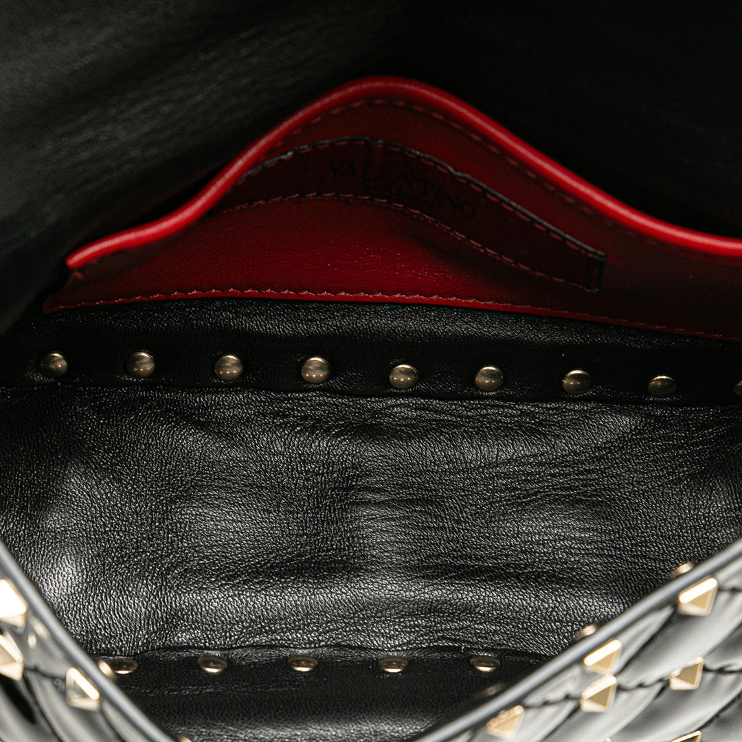 Valentino Small Patent Rockstud Spike Satchel Black - GABY PARIS