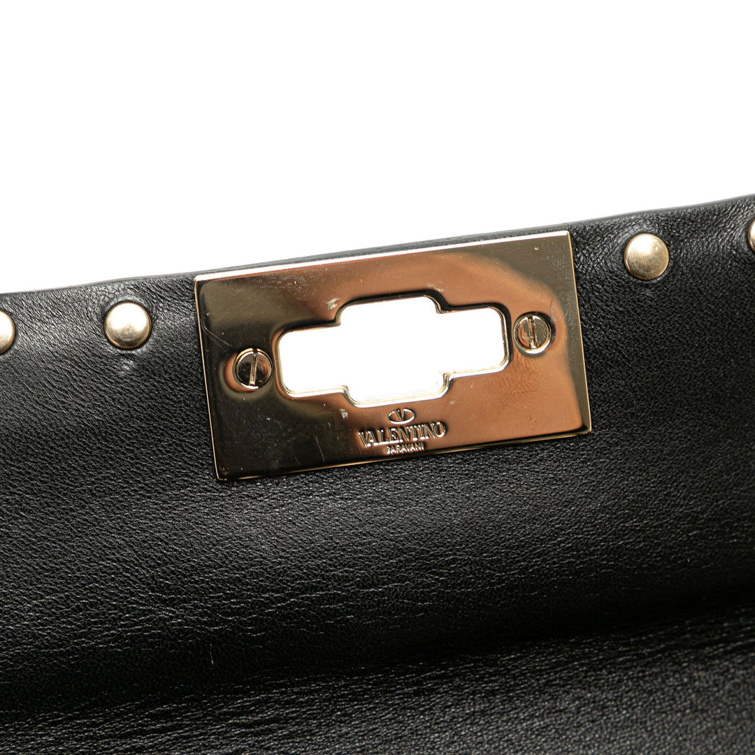 Valentino Small Patent Rockstud Spike Satchel Black - GABY PARIS