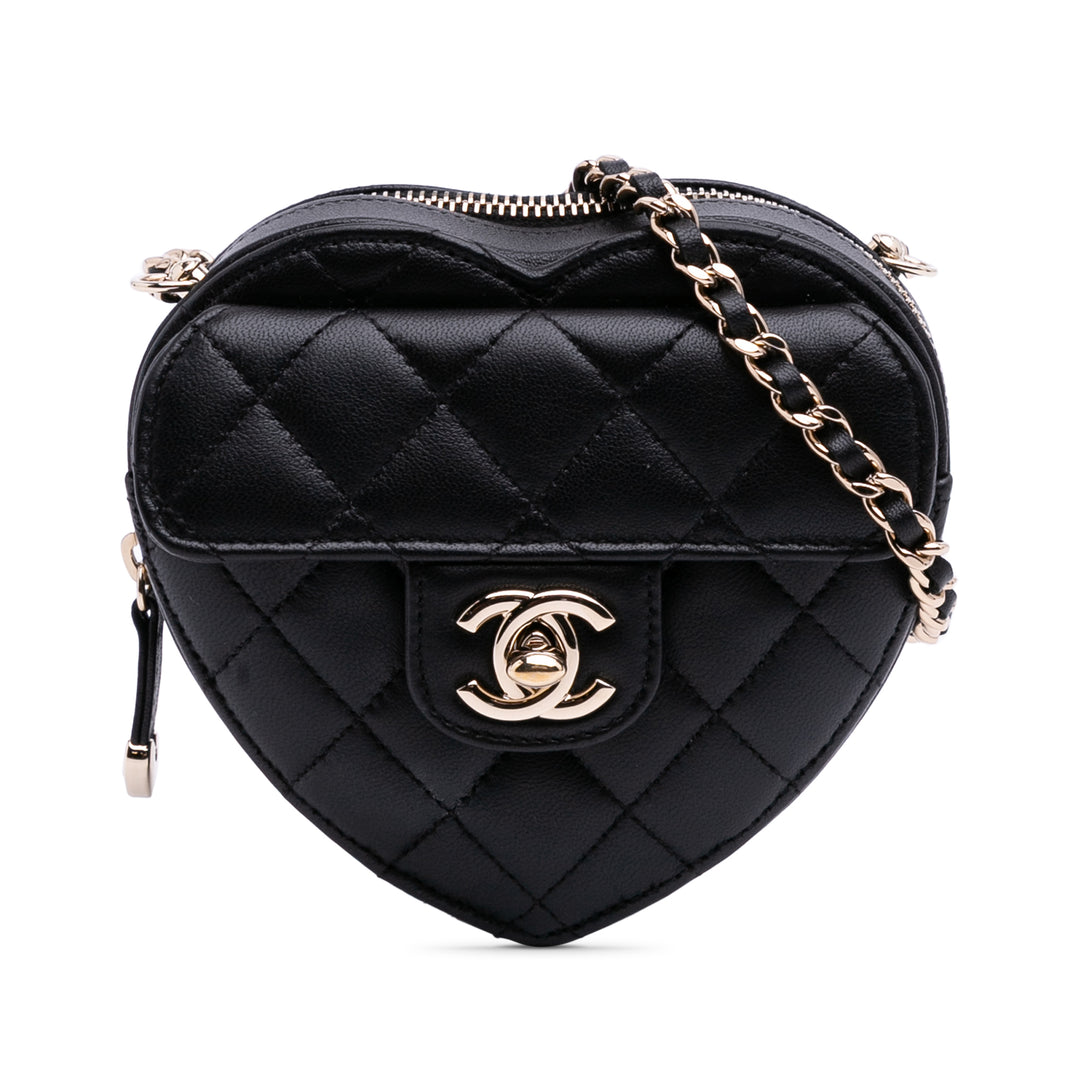 Mini Lambskin CC in Love Heart Crossbody Black - Gaby Paris