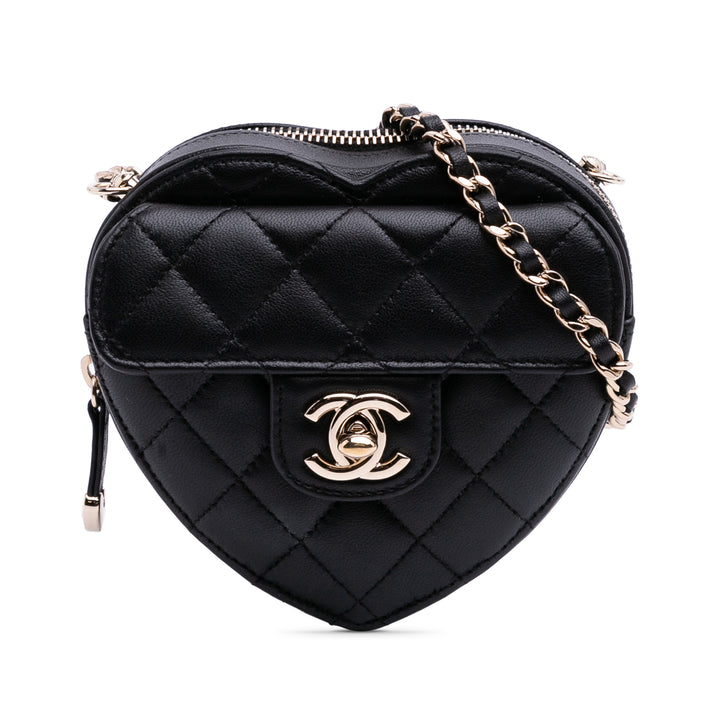 Mini Lambskin CC in Love Heart Crossbody Black - Gaby Paris
