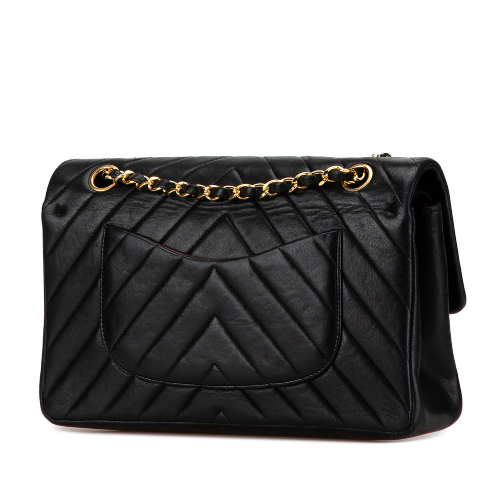 Chanel Medium Chevron Lambskin Double Flap Black - GABY PARIS