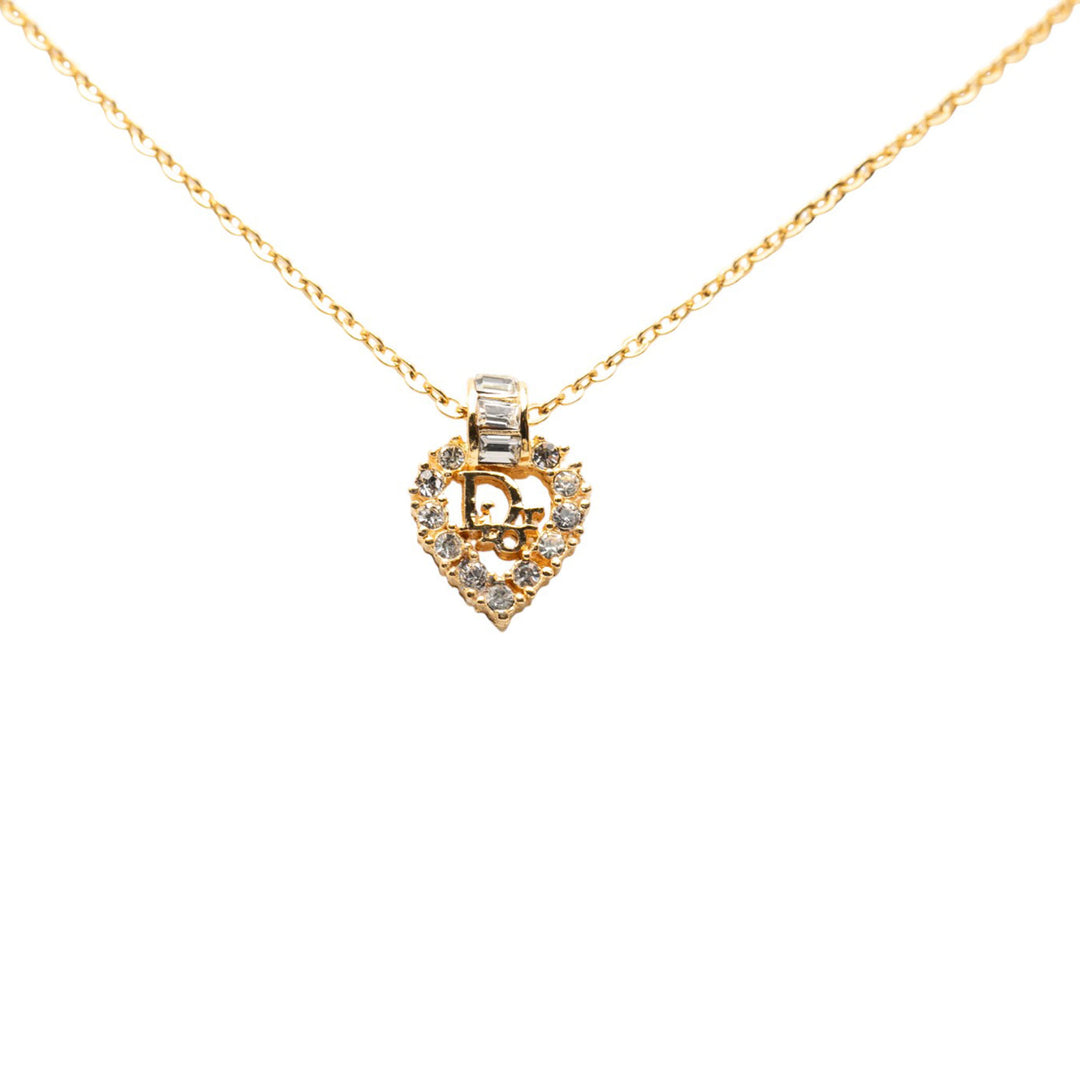 Dior plaqué Rhinestone Logo Heart Pendant Collier