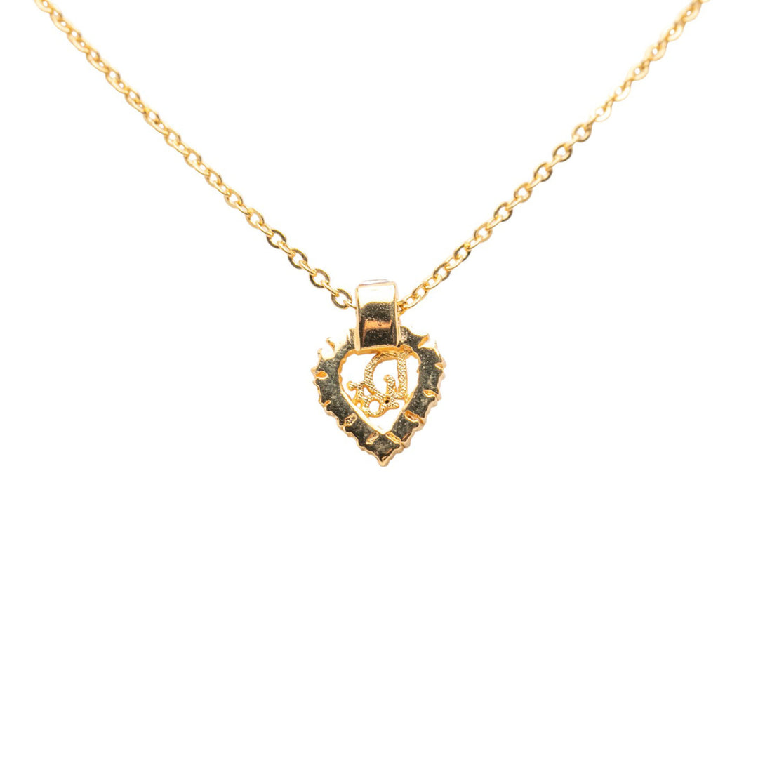 Dior plaqué Rhinestone Logo Heart Pendant Collier