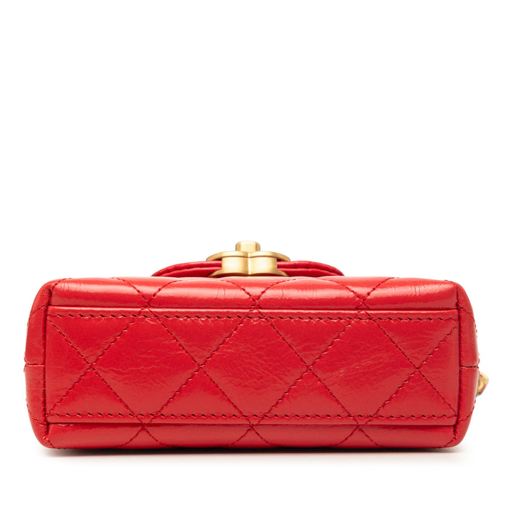 brillant vieilli Kelly Cabas Mini Cuir de veau Rouge