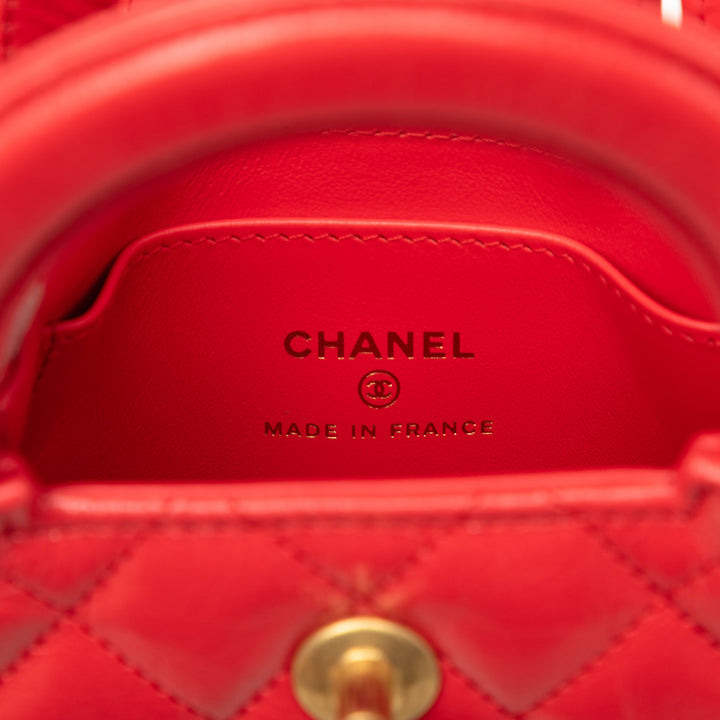 brillant vieilli Kelly Cabas Mini Cuir de veau Rouge