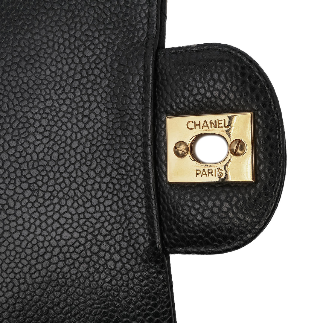 Medium Classic Caviar Double Flap Black - Gaby Paris