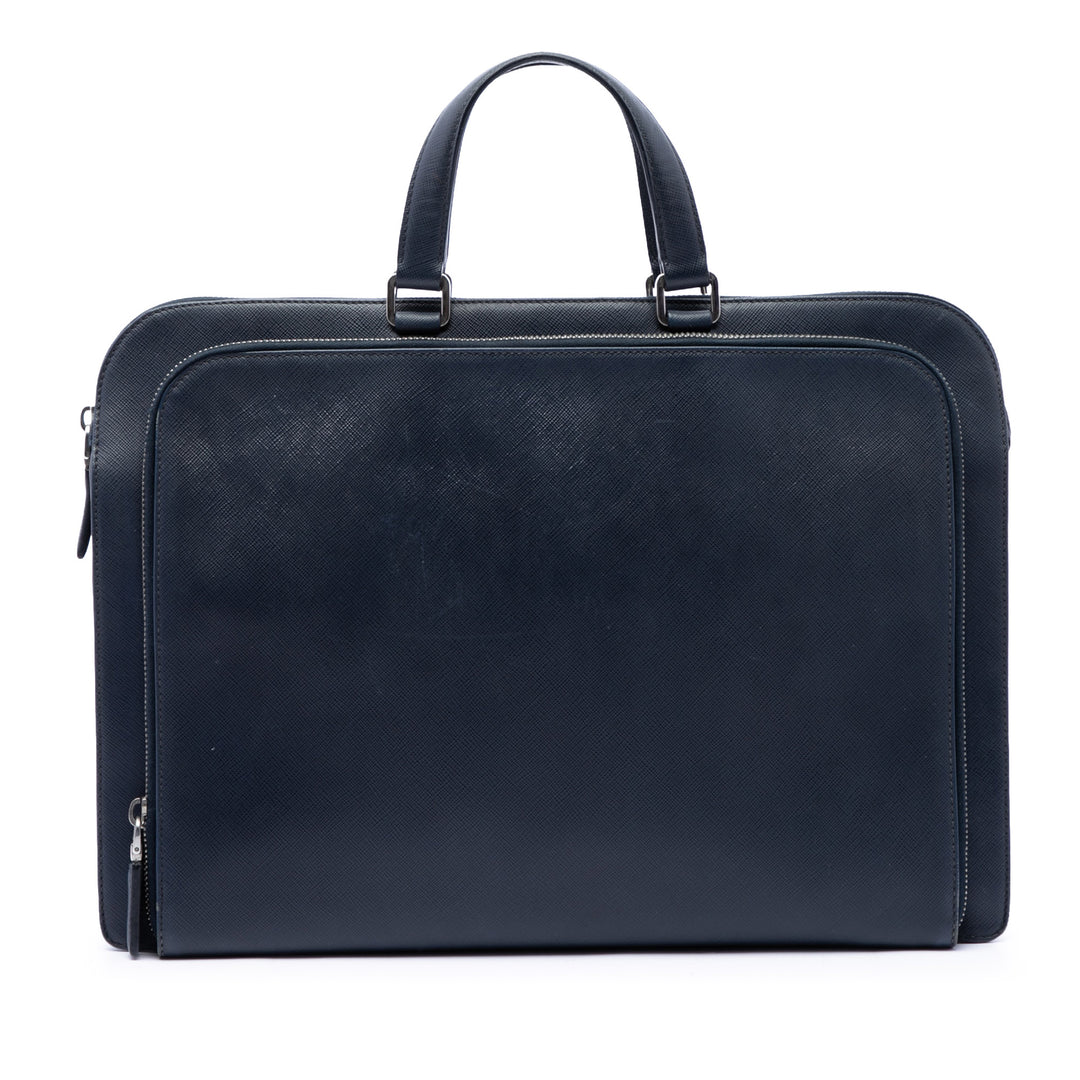 Prada Porte-documents Travel Saffiano Bleu – vue principale – GABY PARIS