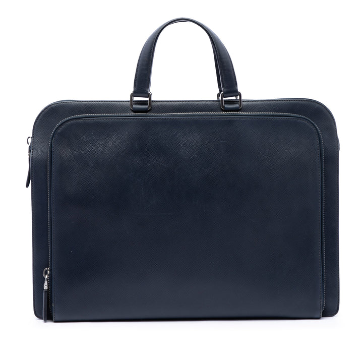 Prada Porte-documents Travel Saffiano Bleu – vue principale – GABY PARIS