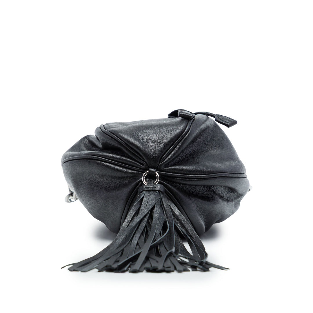 Cristal Orné Poignée Sac seau nappa Noir