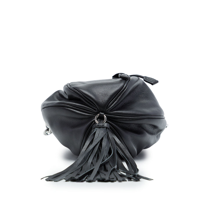 Cristal Orné Poignée Sac seau nappa Noir