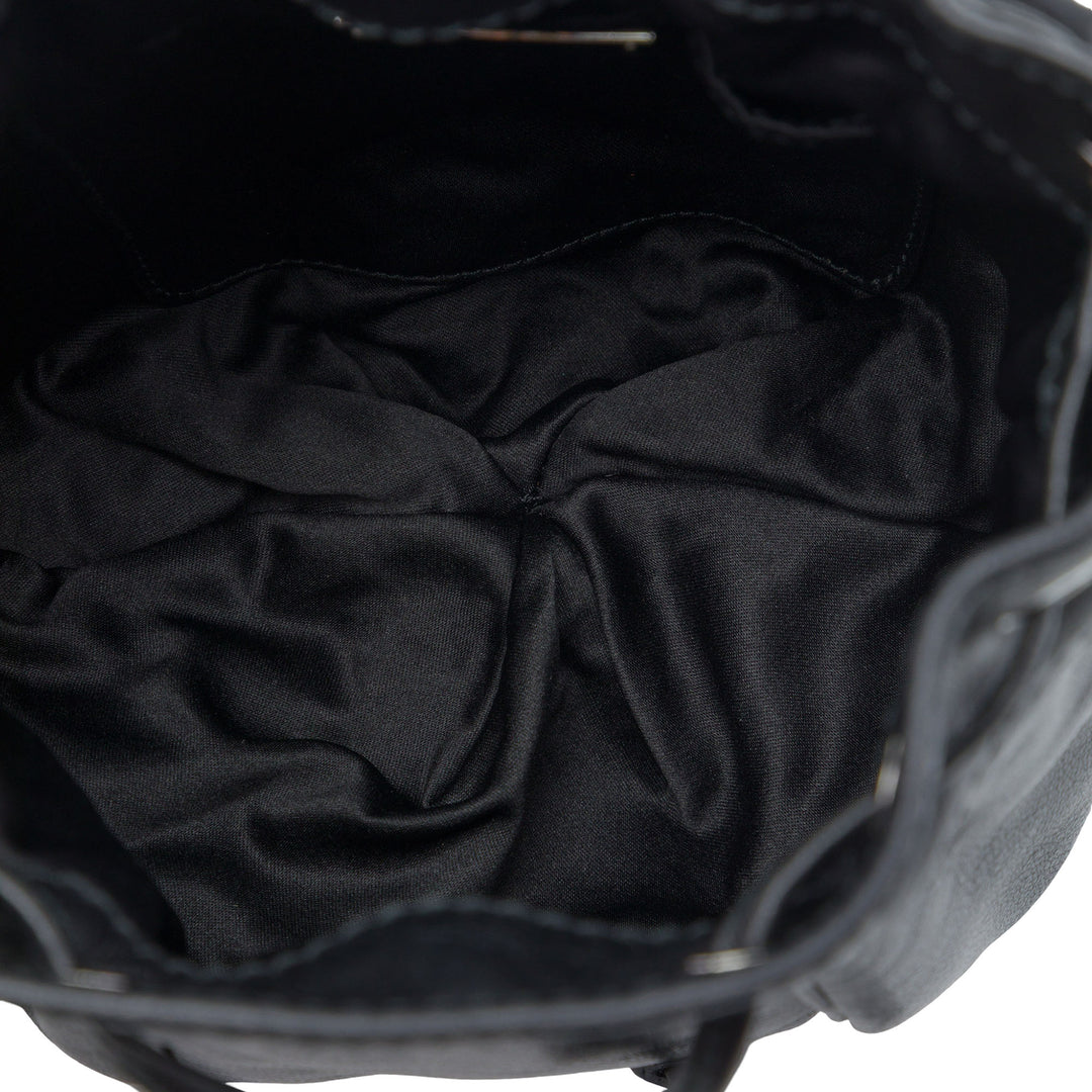 Cristal Orné Poignée Sac seau nappa Noir