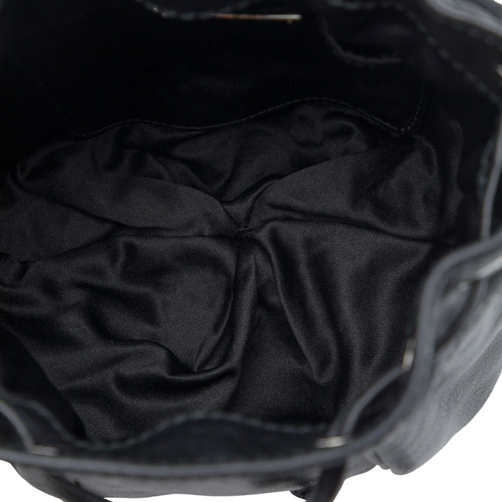 Cristal Orné Poignée Sac seau nappa Noir