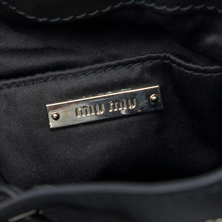 Cristal Orné Poignée Sac seau nappa Noir
