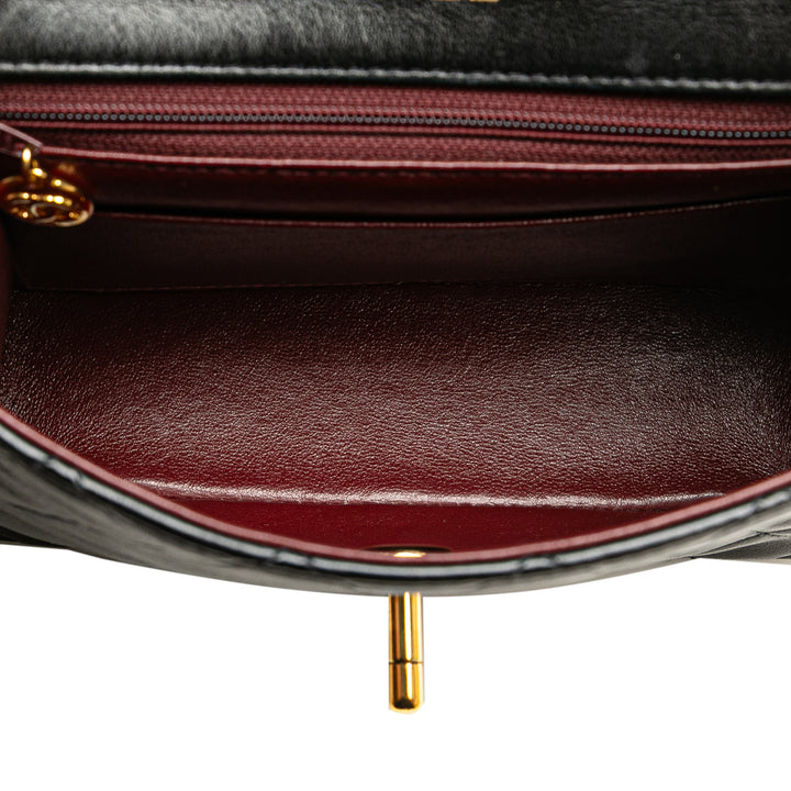 Chanel Mini Square Classic Cuir d’agneau Simple rabat Noir