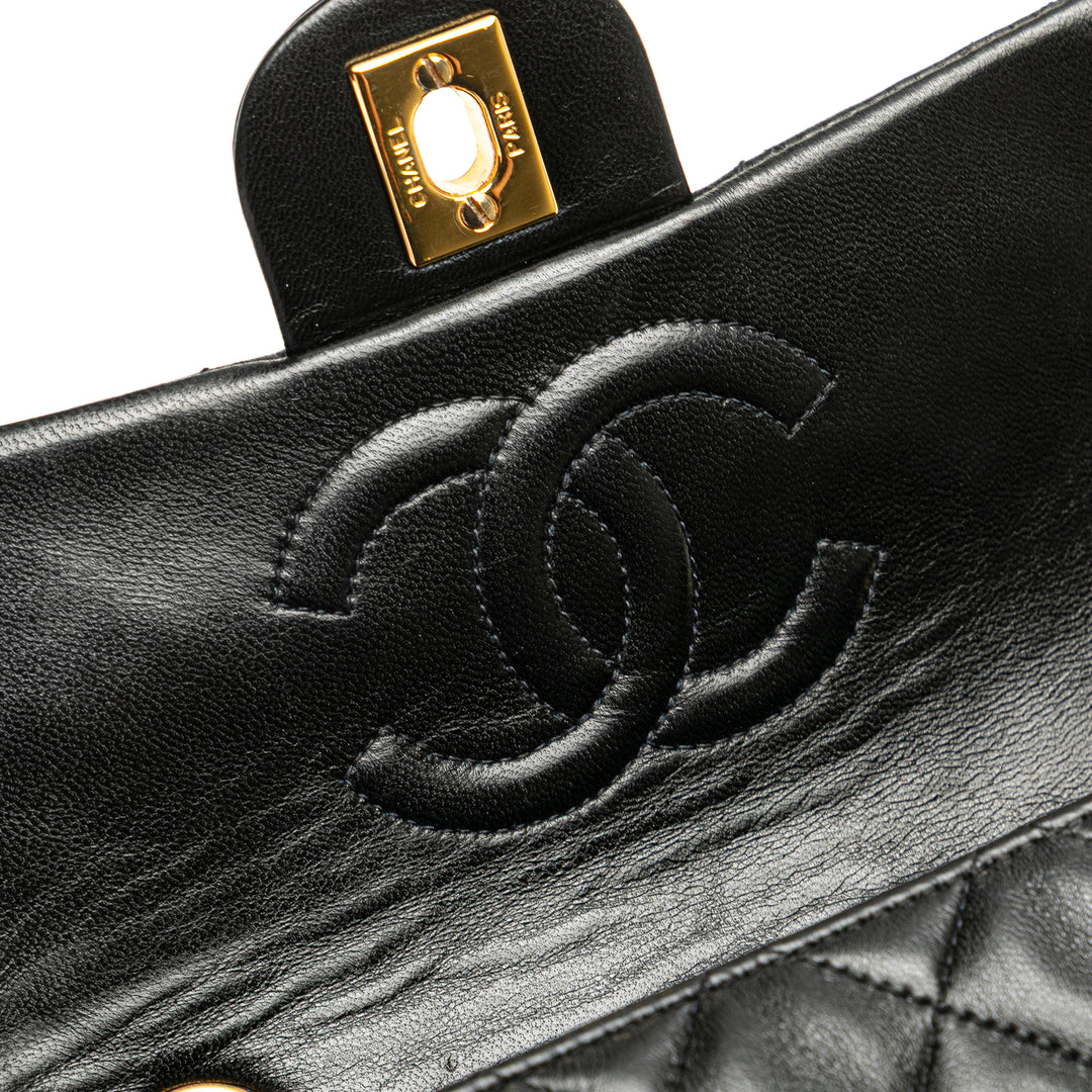 Chanel Mini Square Classic Cuir d’agneau Simple rabat Noir