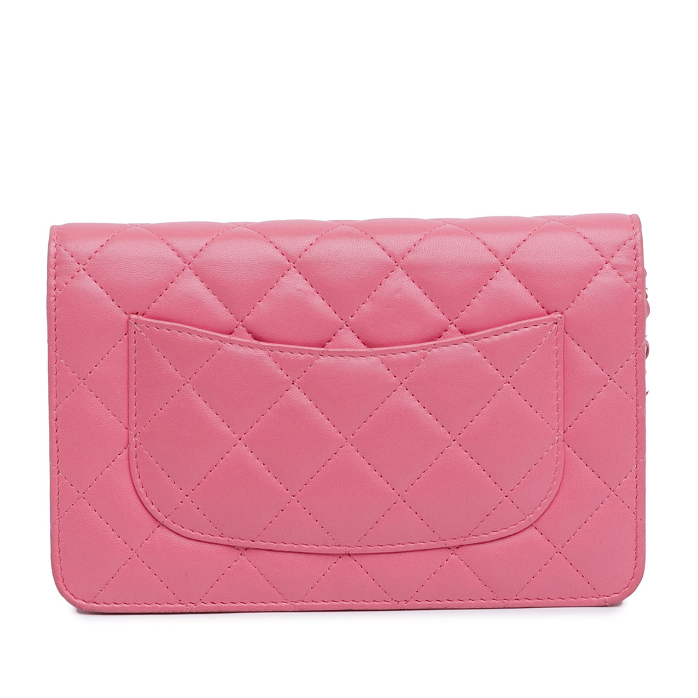 Quilted Lambskin Emoticon Wallet On Chain Pink - Gaby Paris