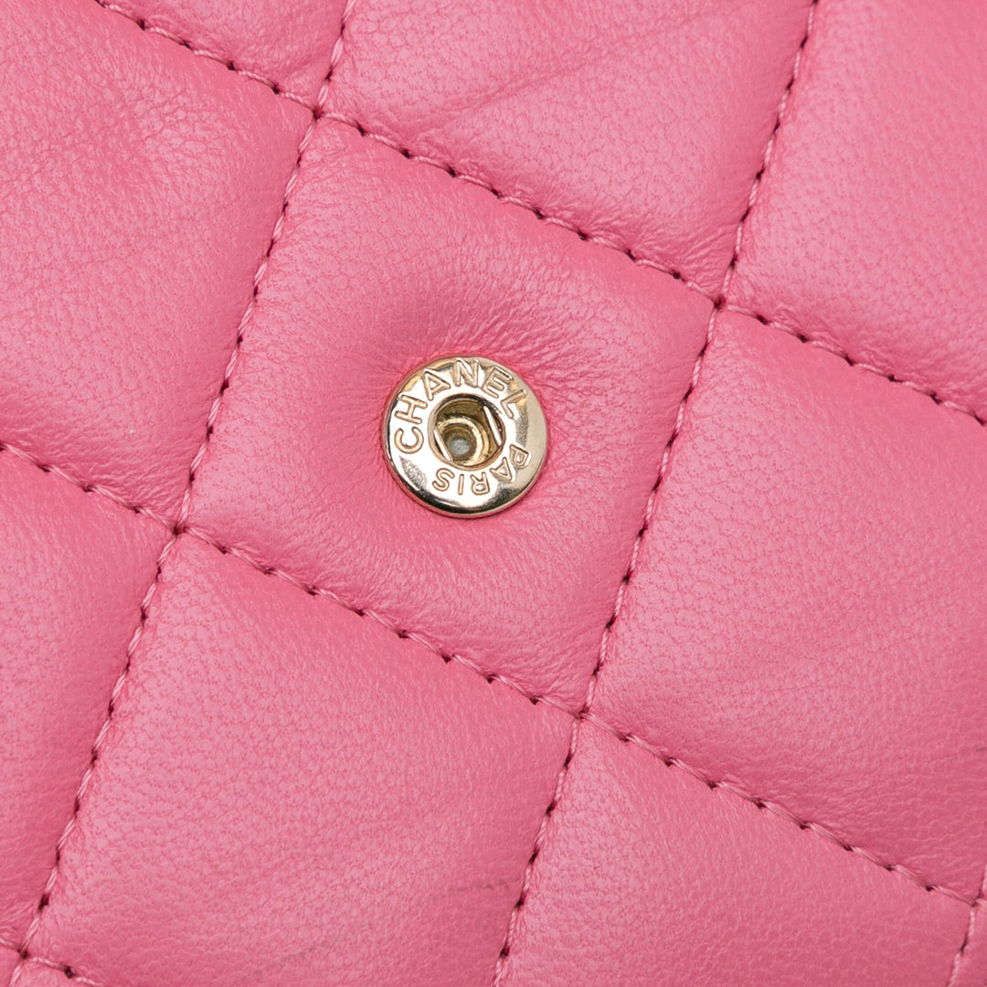 Quilted Lambskin Emoticon Wallet On Chain Pink - Gaby Paris