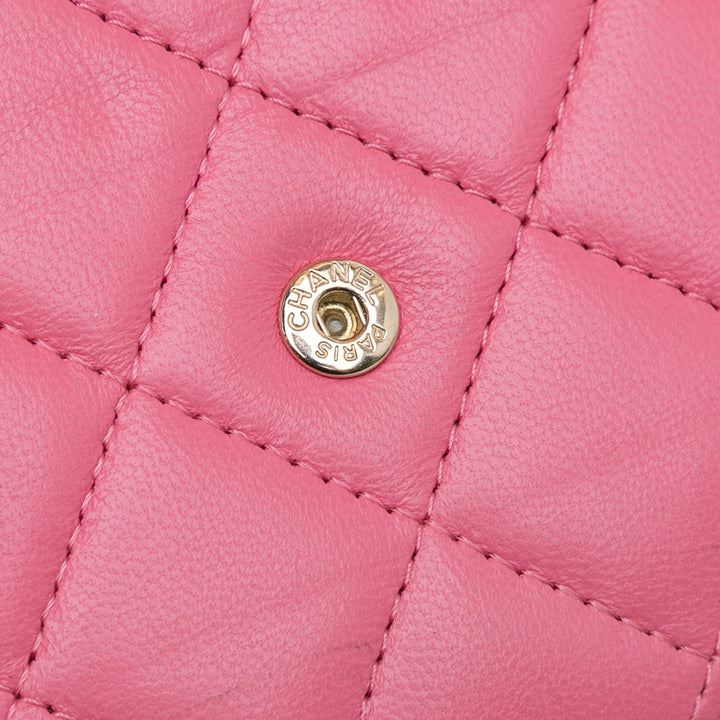 Quilted Lambskin Emoticon Wallet On Chain Pink - Gaby Paris