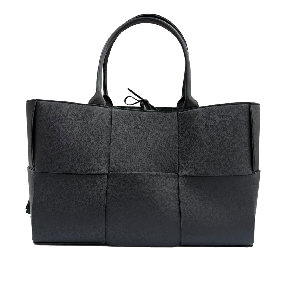grainé Intrecciato Arco Cabas Moyen Cuir de veau grainé Noir