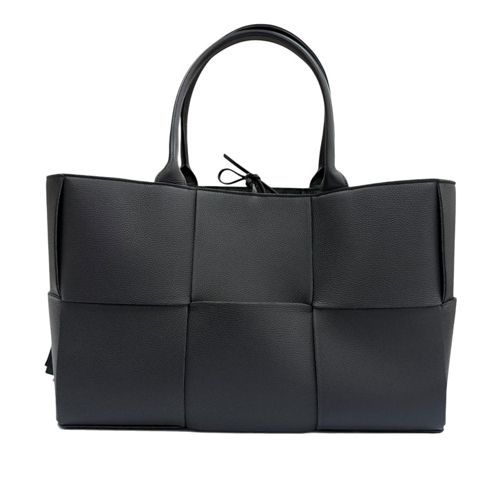 grainé Intrecciato Arco Cabas Moyen Cuir de veau grainé Noir