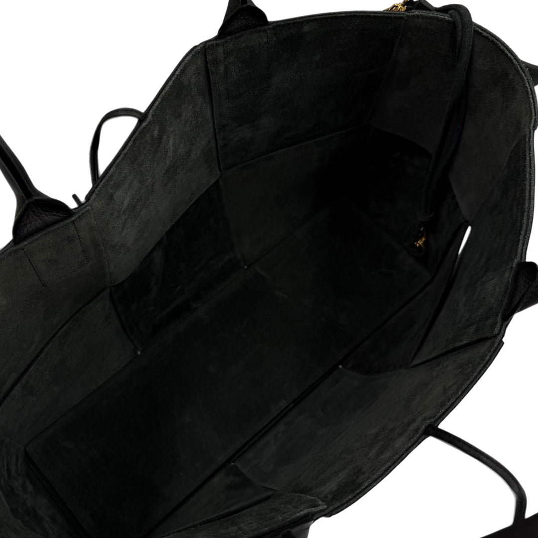 grainé Intrecciato Arco Cabas Moyen Cuir de veau grainé Noir