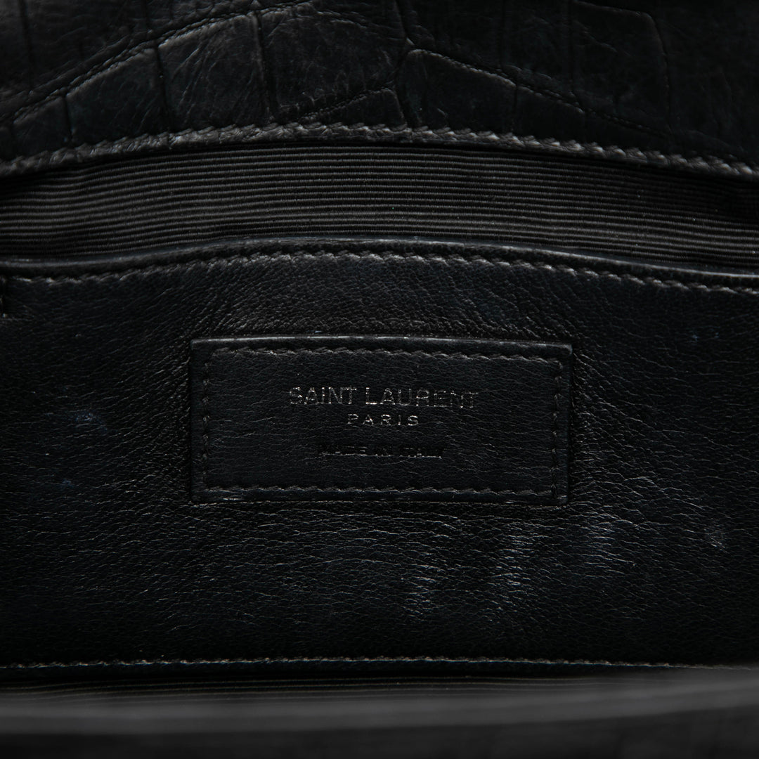 Saint Laurent Medium Croc embossé Cuir Monogram Kate Pompon Sac porté croisé