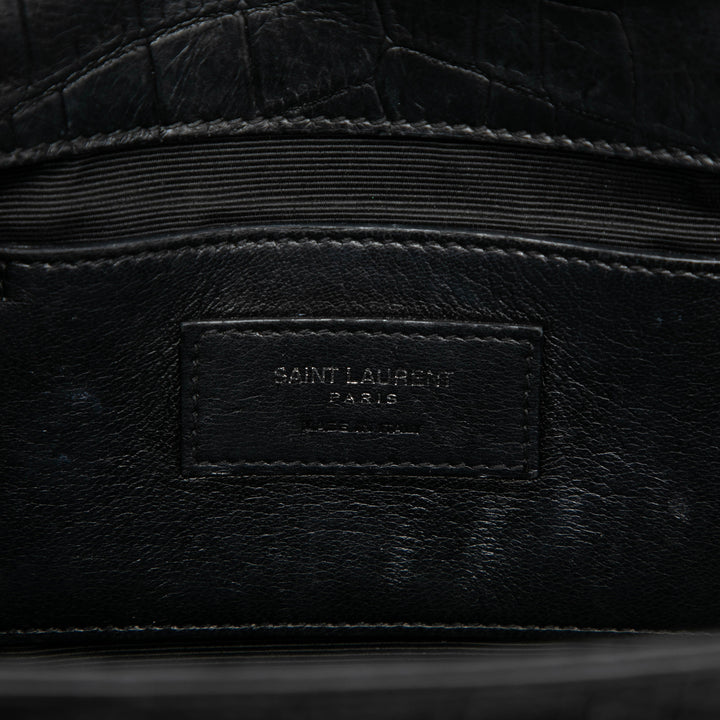 Saint Laurent Medium Croc embossé Cuir Monogram Kate Pompon Sac porté croisé