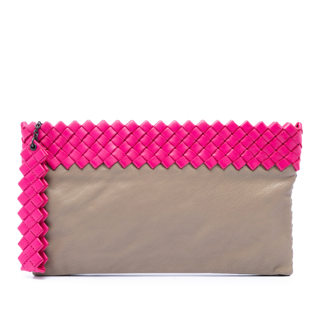 Intrecciato à finitions Bicolore Pochette nappa Beige