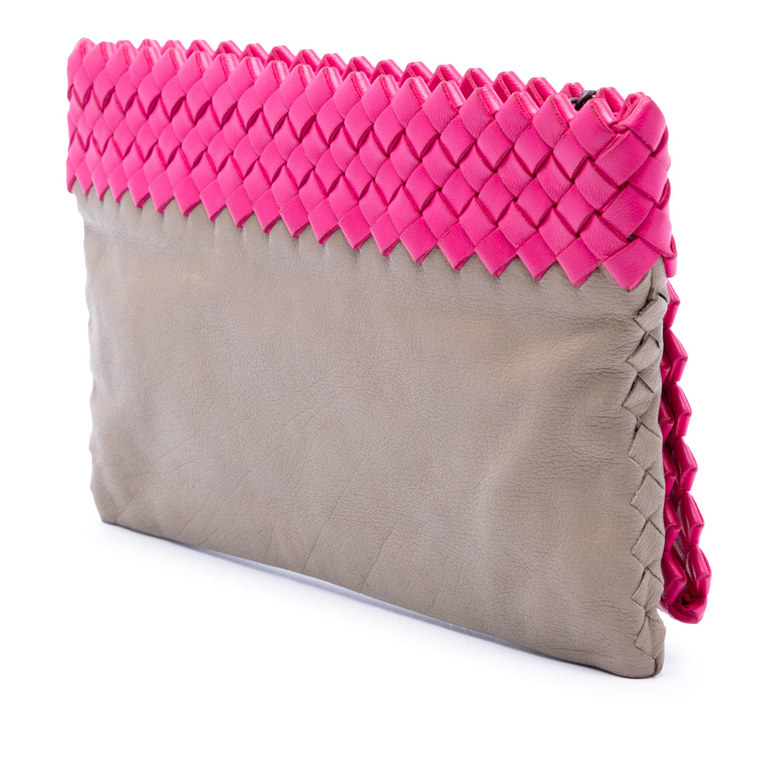 Intrecciato à finitions Bicolore Pochette nappa Beige