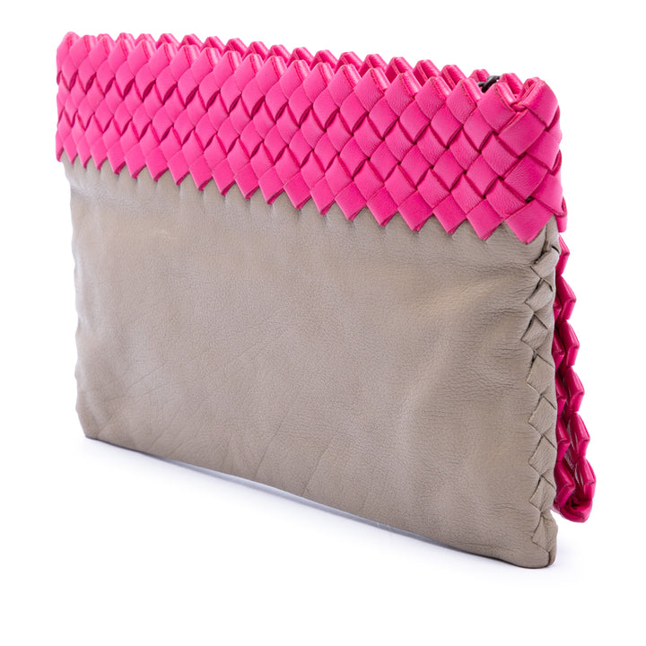Intrecciato à finitions Bicolore Pochette nappa Beige