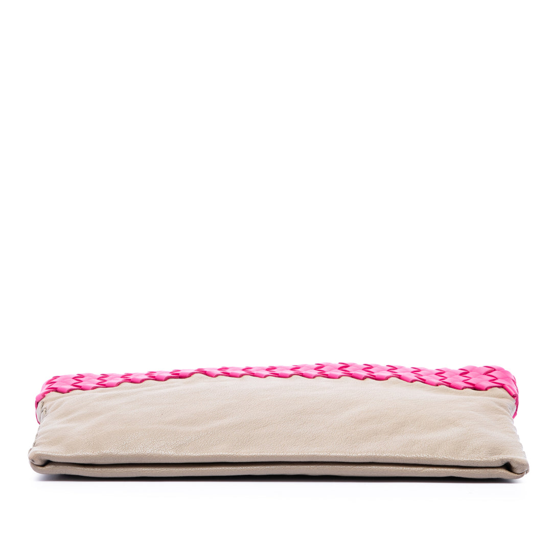 Intrecciato à finitions Bicolore Pochette nappa Beige