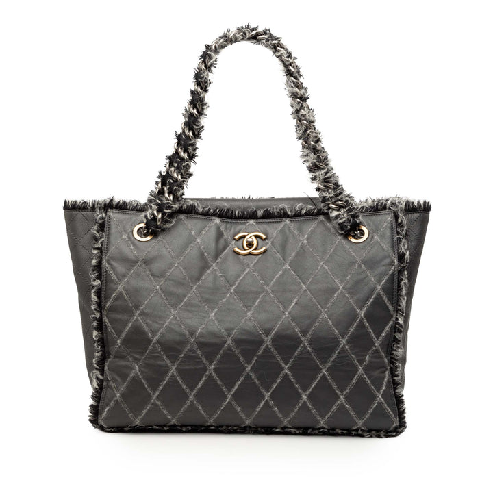 Chanel CC Matelassé Cuir de veau Tweedy Shopping Cabas