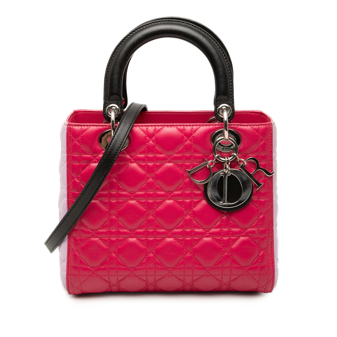 Dior Medium Tricolor Cuir d’agneau Cannage Lady Dior Multi