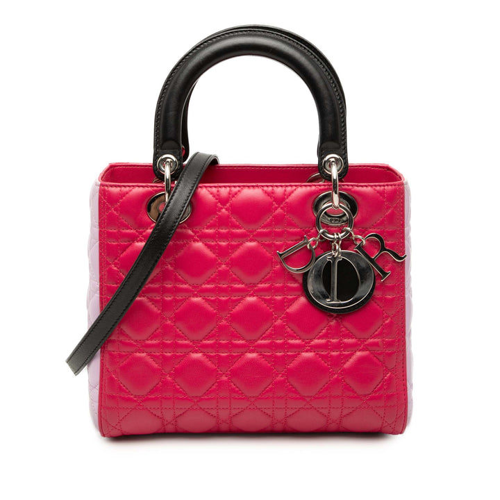 Dior Medium Tricolor Cuir d’agneau Cannage Lady Dior Multi