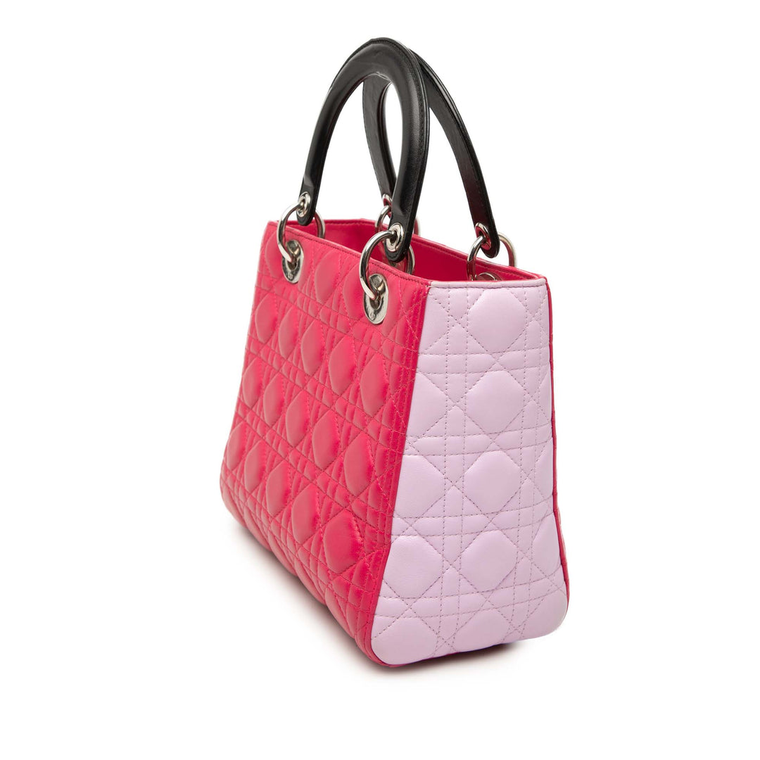 Dior Medium Tricolor Cuir d’agneau Cannage Lady Dior Multi