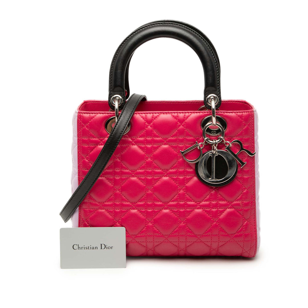 Dior Medium Tricolor Cuir d’agneau Cannage Lady Dior Multi