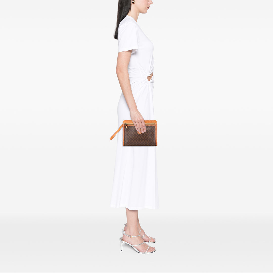 Macadam Coated Canvas Clutch Brown - Gaby Paris