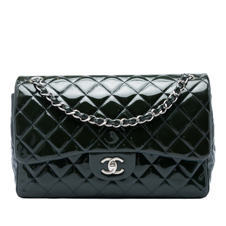 Chanel Sac porté épaule Classic Double rabat Jumbo Vert – vue principale – GABY PARIS