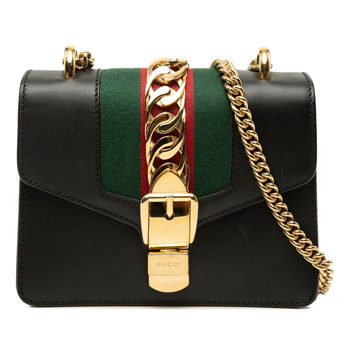 Web Sylvie Chaîne Sac Mini Cuir de veau Noir
