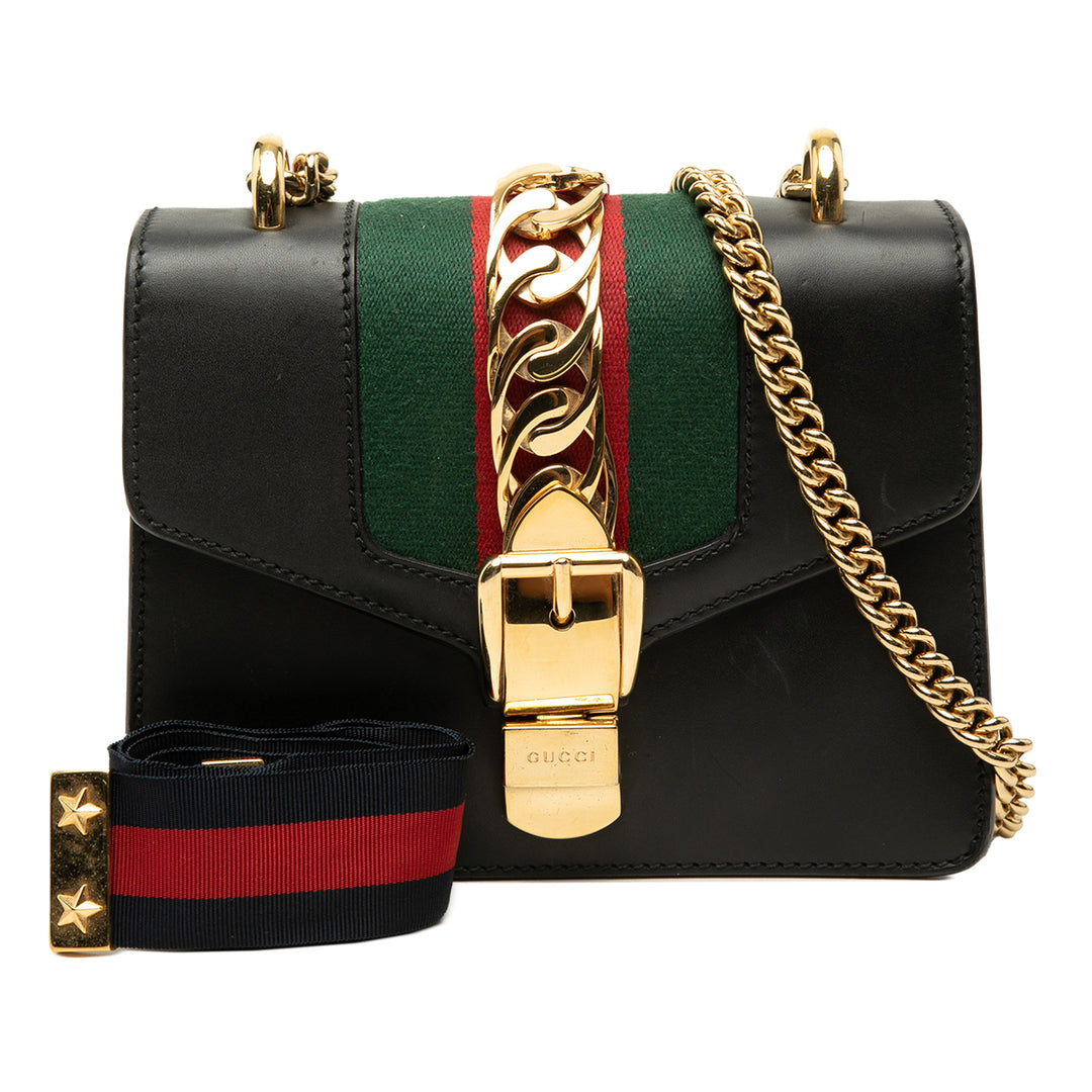 Web Sylvie Chaîne Sac Mini Cuir de veau Noir