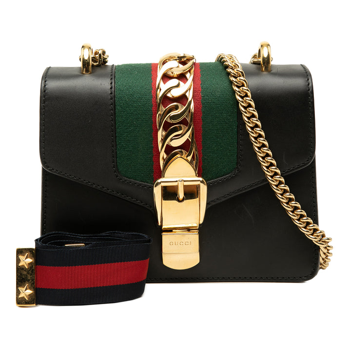 Web Sylvie Chaîne Sac Mini Cuir de veau Noir