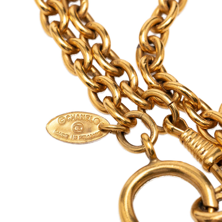 Chanel plaqué Magnifying Glass Pendant Long Collier